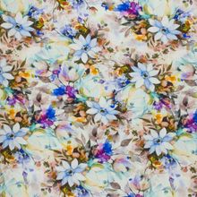 Viscose linnen met multicolor aquarel bloemenprint
